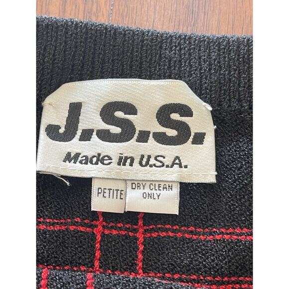 J.S.S womens knitwear skirt P black red plaid USA wool preppy classic - Picture 5 of 7